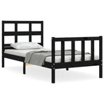 Bed Frame without Mattress Black 90x190 cm Solid Wood Pine