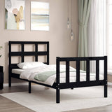 Bed Frame without Mattress Black 90x190 cm Solid Wood Pine - Side View