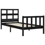 Bed Frame without Mattress Black 90x190 cm Solid Wood Pine