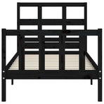 Bed Frame without Mattress Black 90x190 cm Solid Wood Pine
