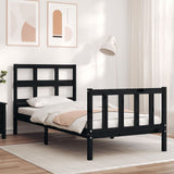 Bed Frame without Mattress Black 90x190 cm Solid Wood Pine