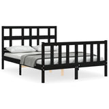 Bed Frame without Mattress Black 135x190 cm Solid Wood Pine - Front View