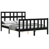 Bed Frame without Mattress Black 135x190 cm Solid Wood Pine