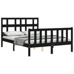 Bed Frame without Mattress Black 135x190 cm Solid Wood Pine