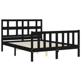 Bed Frame without Mattress Black 135x190 cm Solid Wood Pine