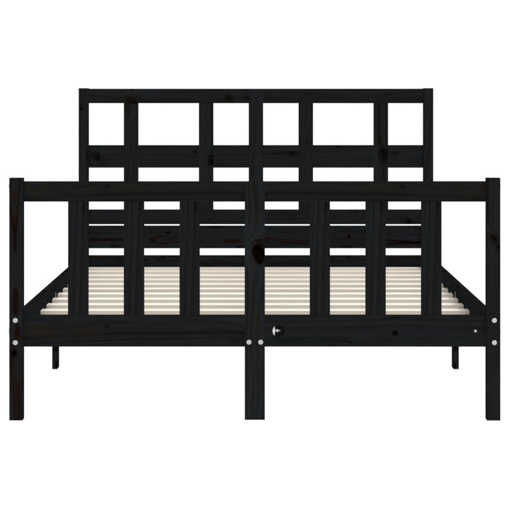 Bed Frame without Mattress Black 135x190 cm Solid Wood Pine