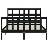 Bed Frame without Mattress Black 135x190 cm Solid Wood Pine - Rear View