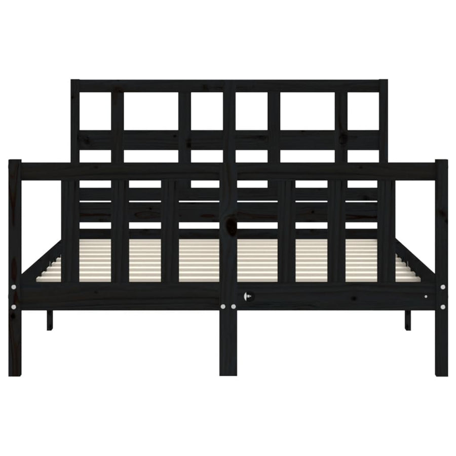Bed Frame without Mattress Black 135x190 cm Solid Wood Pine