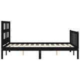 Bed Frame without Mattress Black 135x190 cm Solid Wood Pine - Close-Up Angle
