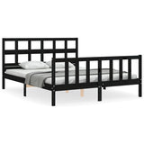 Bed Frame without Mattress Black 150x200 cm Solid Wood Pine