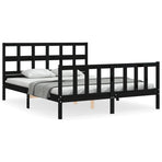 Bed Frame without Mattress Black 150x200 cm Solid Wood Pine