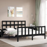 Bed Frame without Mattress Black 150x200 cm Solid Wood Pine