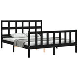 Bed Frame without Mattress Black 150x200 cm Solid Wood Pine - Top-Down View