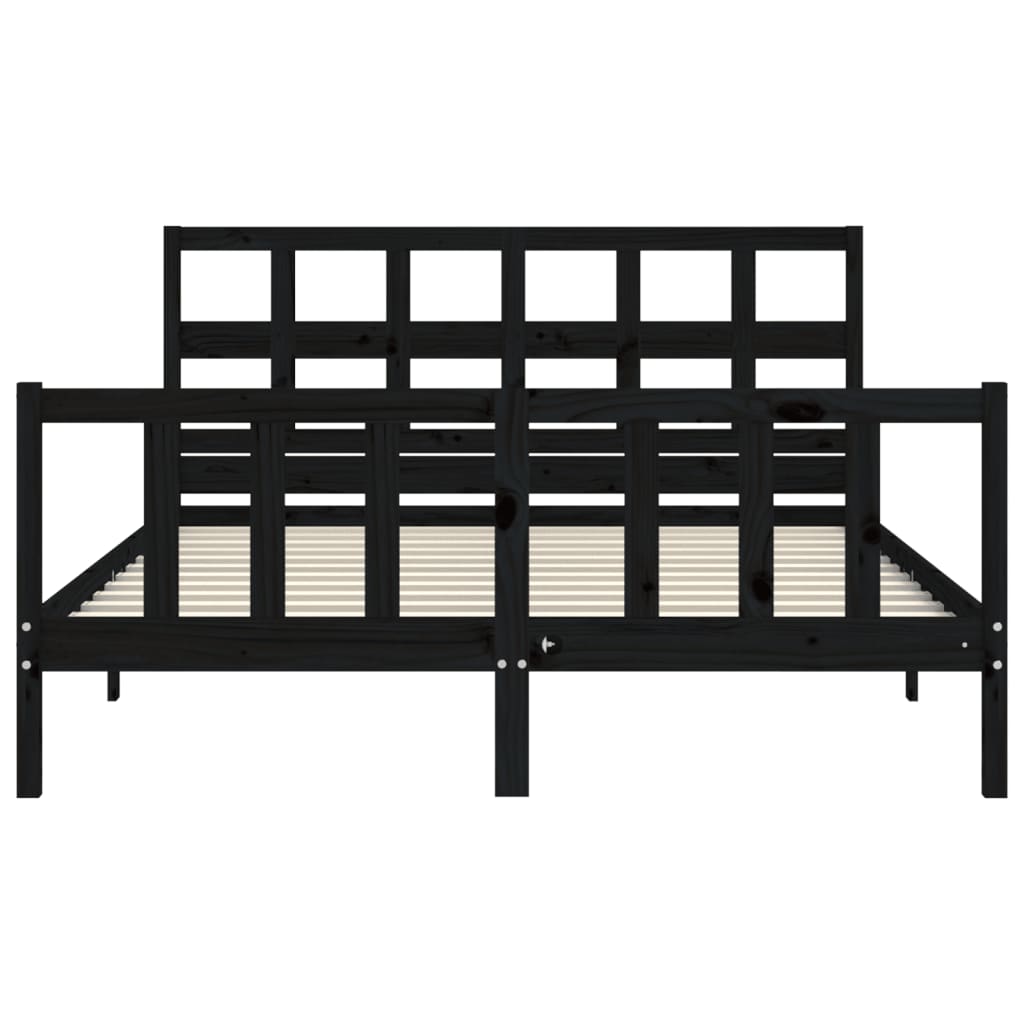 Bed Frame without Mattress Black 150x200 cm Solid Wood Pine