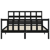 Bed Frame without Mattress Black 150x200 cm Solid Wood Pine