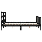 Bed Frame without Mattress Black 150x200 cm Solid Wood Pine - Close-Up Angle
