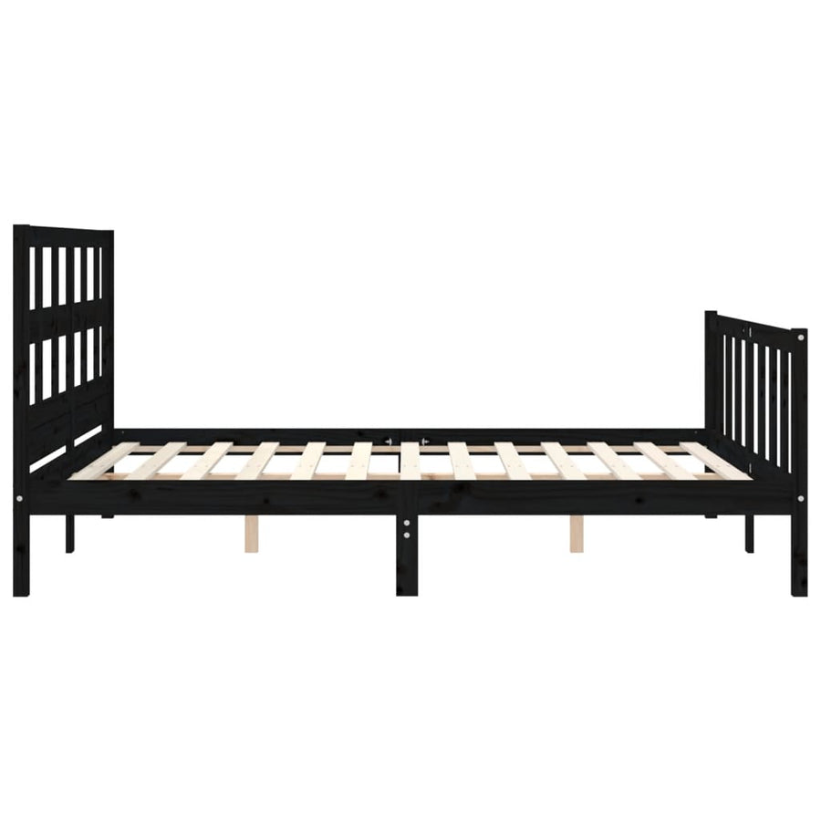 Bed Frame without Mattress Black 150x200 cm Solid Wood Pine