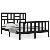 Bed Frame without Mattress Black 135x190 cm Solid Wood Pine