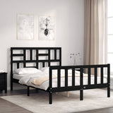 Bed Frame without Mattress Black 135x190 cm Solid Wood Pine