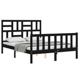 Bed Frame without Mattress Black 135x190 cm Solid Wood Pine