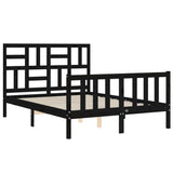 Bed Frame without Mattress Black 135x190 cm Solid Wood Pine