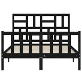 Bed Frame without Mattress Black 135x190 cm Solid Wood Pine