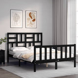 Bed Frame without Mattress Black 135x190 cm Solid Wood Pine