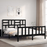 Bed Frame without Mattress Black 150x200 cm Solid Wood Pine