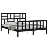 Bed Frame without Mattress Black 150x200 cm Solid Wood Pine