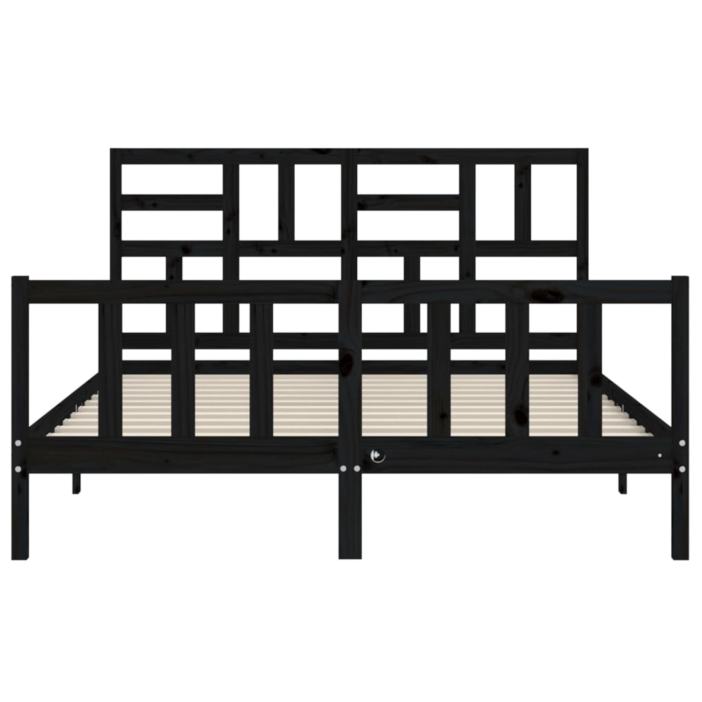 Bed Frame without Mattress Black 150x200 cm Solid Wood Pine