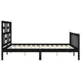 Bed Frame without Mattress Black 150x200 cm Solid Wood Pine - Close-Up Angle