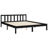 Bed Frame without Mattress Black 150x200 cm Solid Wood Pine - Extra Image