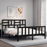 Bed Frame without Mattress Black 150x200 cm Solid Wood Pine