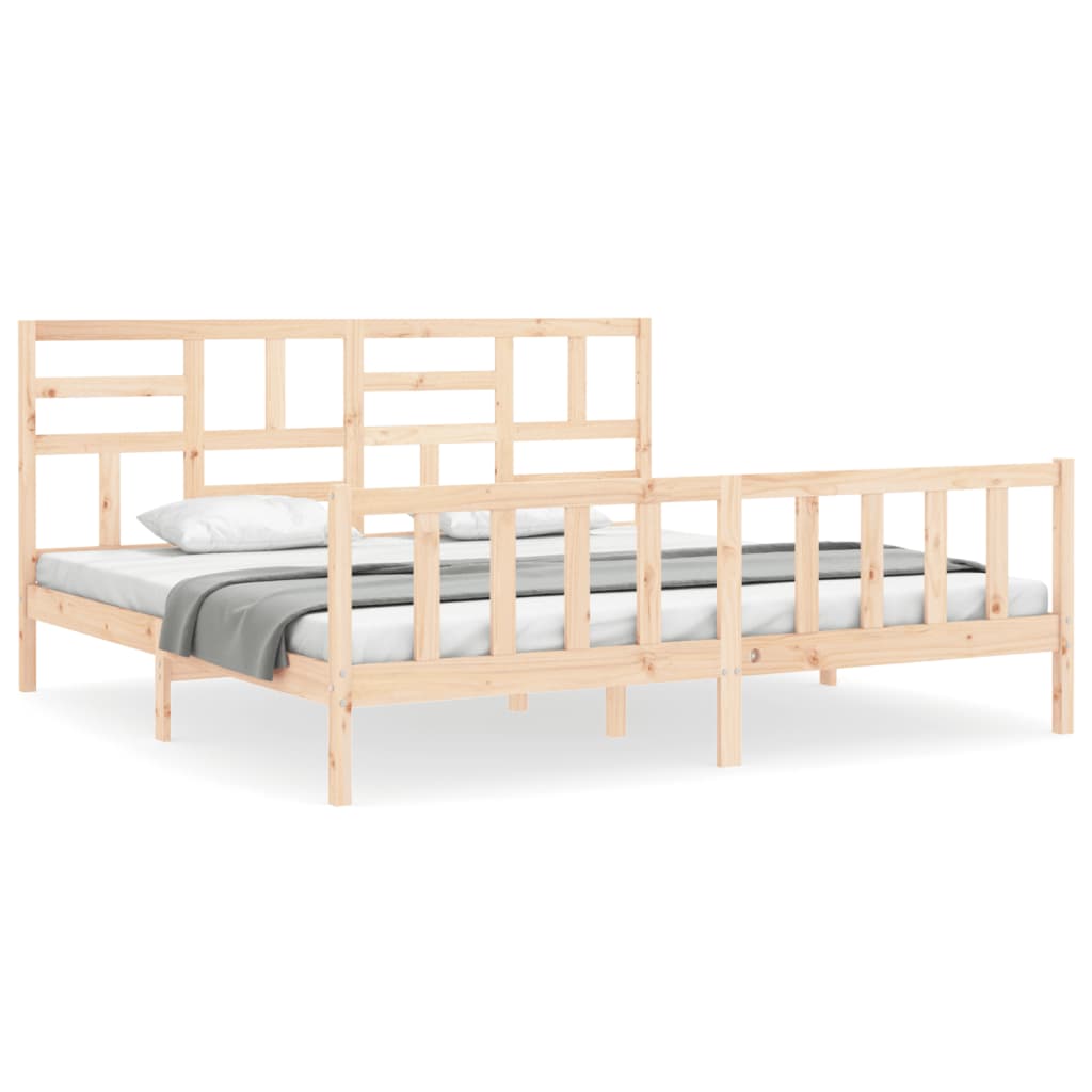 Bed Frame without Mattress 183x203 cm King Solid Wood Pine
