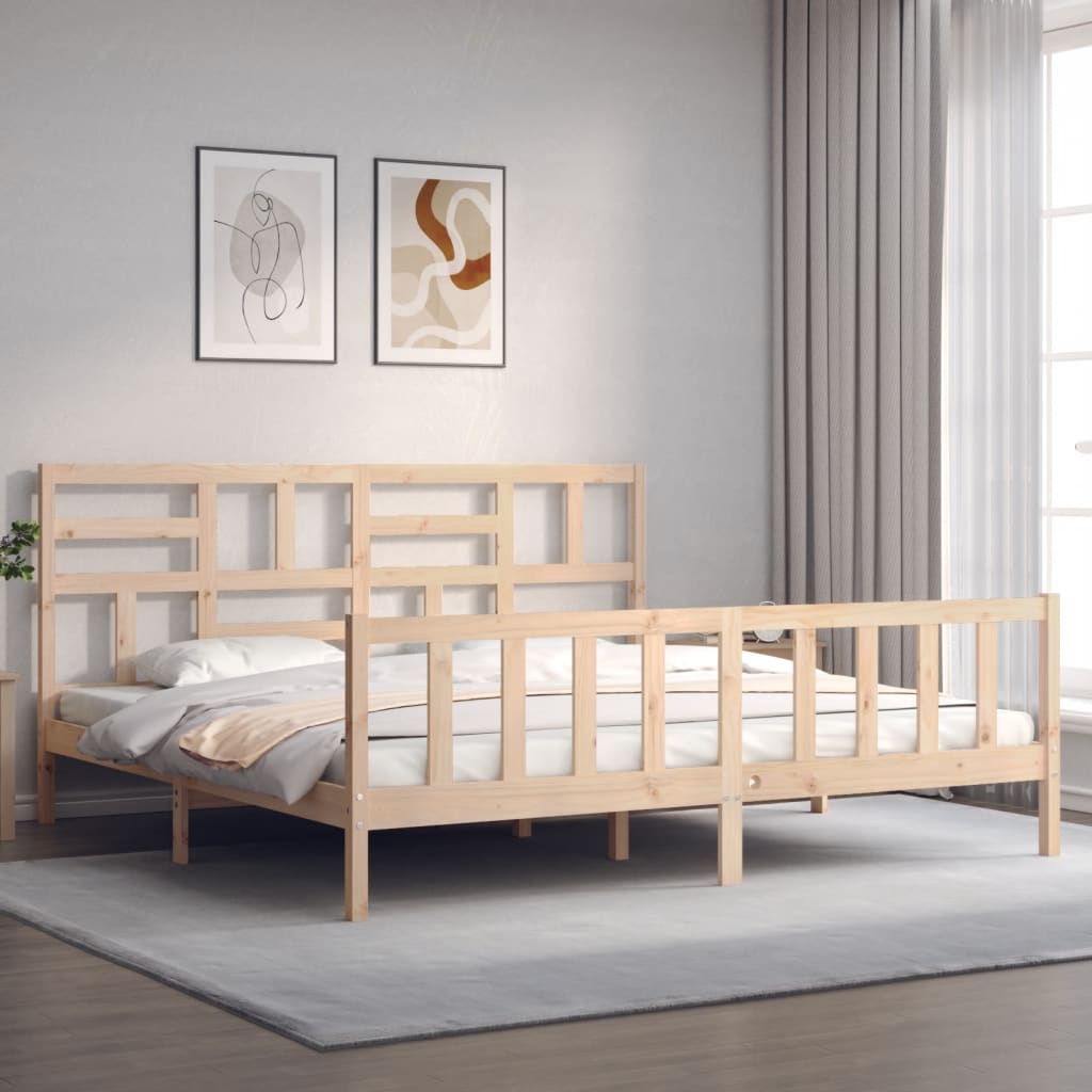 Bed Frame without Mattress 183x203 cm King Solid Wood Pine