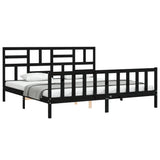Bed Frame without Mattress Black 183x203 cm King Solid Wood Pine