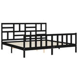 Bed Frame without Mattress Black 183x203 cm King Solid Wood Pine - 45-Degree Angle