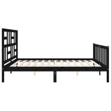 Bed Frame without Mattress Black 183x203 cm King Solid Wood Pine - Close-Up Angle