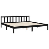 Bed Frame without Mattress Black 183x203 cm King Solid Wood Pine - Extra Image