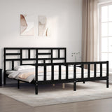 Bed Frame without Mattress Black 183x203 cm King Solid Wood Pine