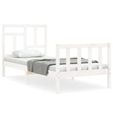 Bed Frame without Mattress White 90x190 cm Solid Wood Pine - Front View