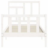 Bed Frame without Mattress White 90x190 cm Solid Wood Pine - Rear View