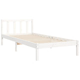 Bed Frame without Mattress White 90x190 cm Solid Wood Pine - Extra Image