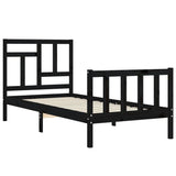 Bed Frame without Mattress Black 90x190 cm Solid Wood Pine - 45-Degree Angle