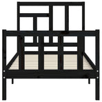 Bed Frame without Mattress Black 90x190 cm Solid Wood Pine