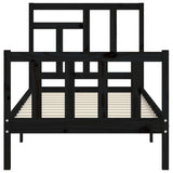 Bed Frame without Mattress Black 90x190 cm Solid Wood Pine - Rear View