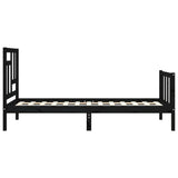 Bed Frame without Mattress Black 90x190 cm Solid Wood Pine - Close-Up Angle