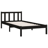 Bed Frame without Mattress Black 90x190 cm Solid Wood Pine - Extra Image