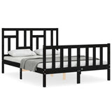 Bed Frame without Mattress Black 135x190 cm Solid Wood Pine