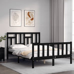 Bed Frame without Mattress Black 135x190 cm Solid Wood Pine